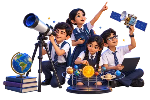 Space science course and practical projects for schools
